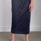 Bradi Black Side Zipper Midi Skirt