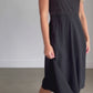 Kate Cap Sleeve Black Midi Dress