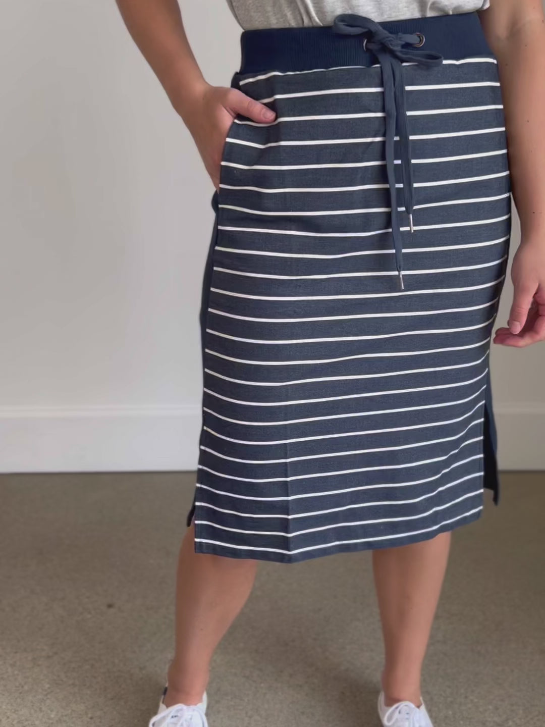 Kelly Navy Stripe Drawstring Skirt - FINAL SALE – Inherit