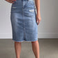 Hadley High Rise Denim Midi Skirt
