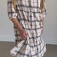 Button Up Plaid Midi Shirtdress