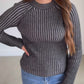 Ami Black and Gray Ribbed Sweater