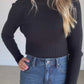 Mockneck Ribbed Pullover Knit Top