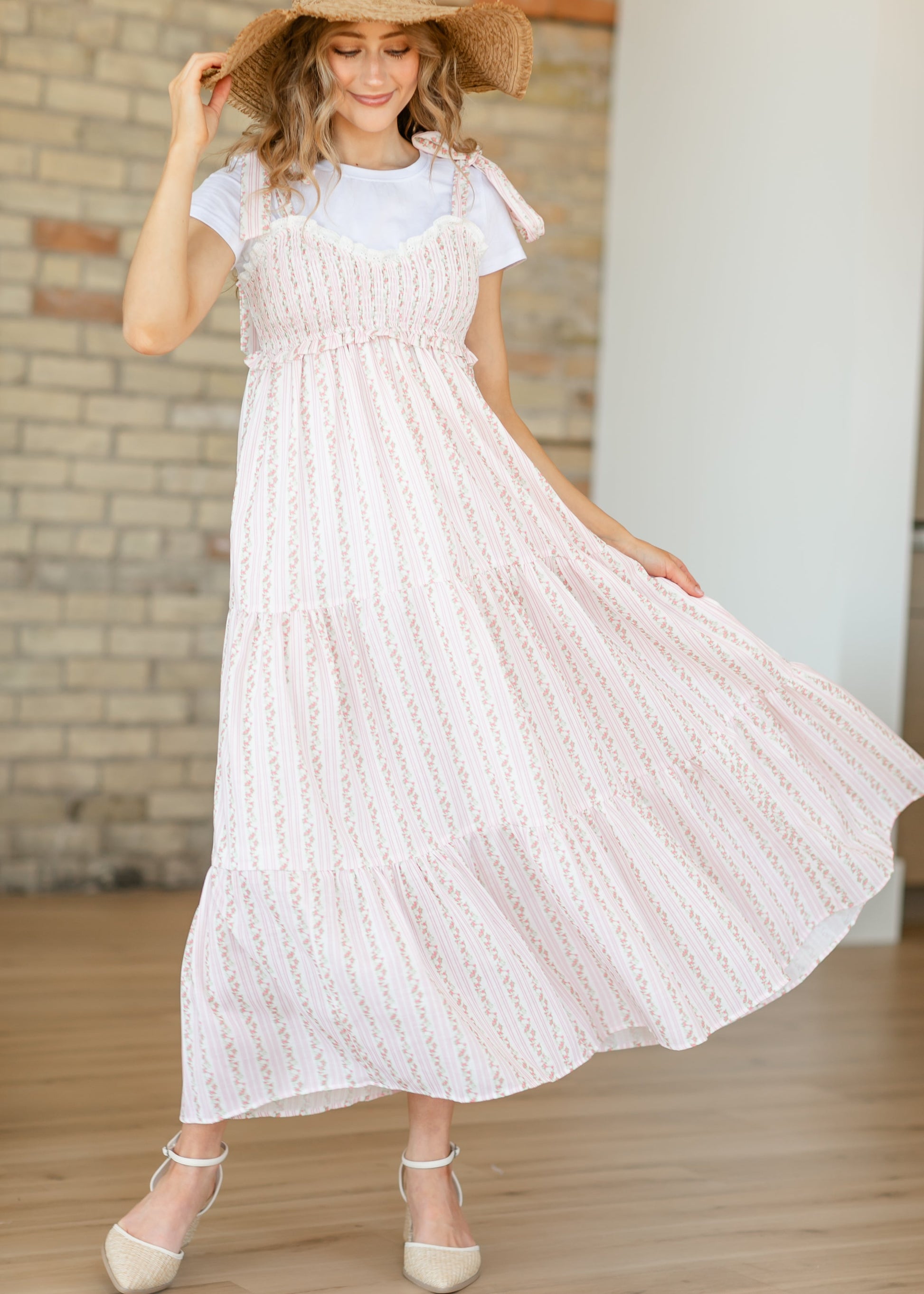 Print Mix Tie Strap Maxi Dress FF Dresses