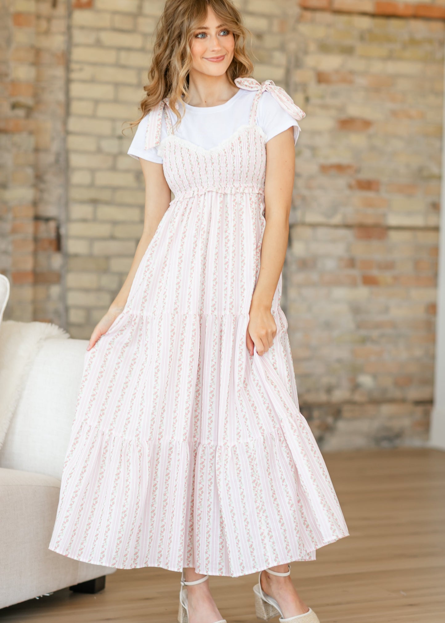 Print Mix Tie Strap Maxi Dress FF Dresses
