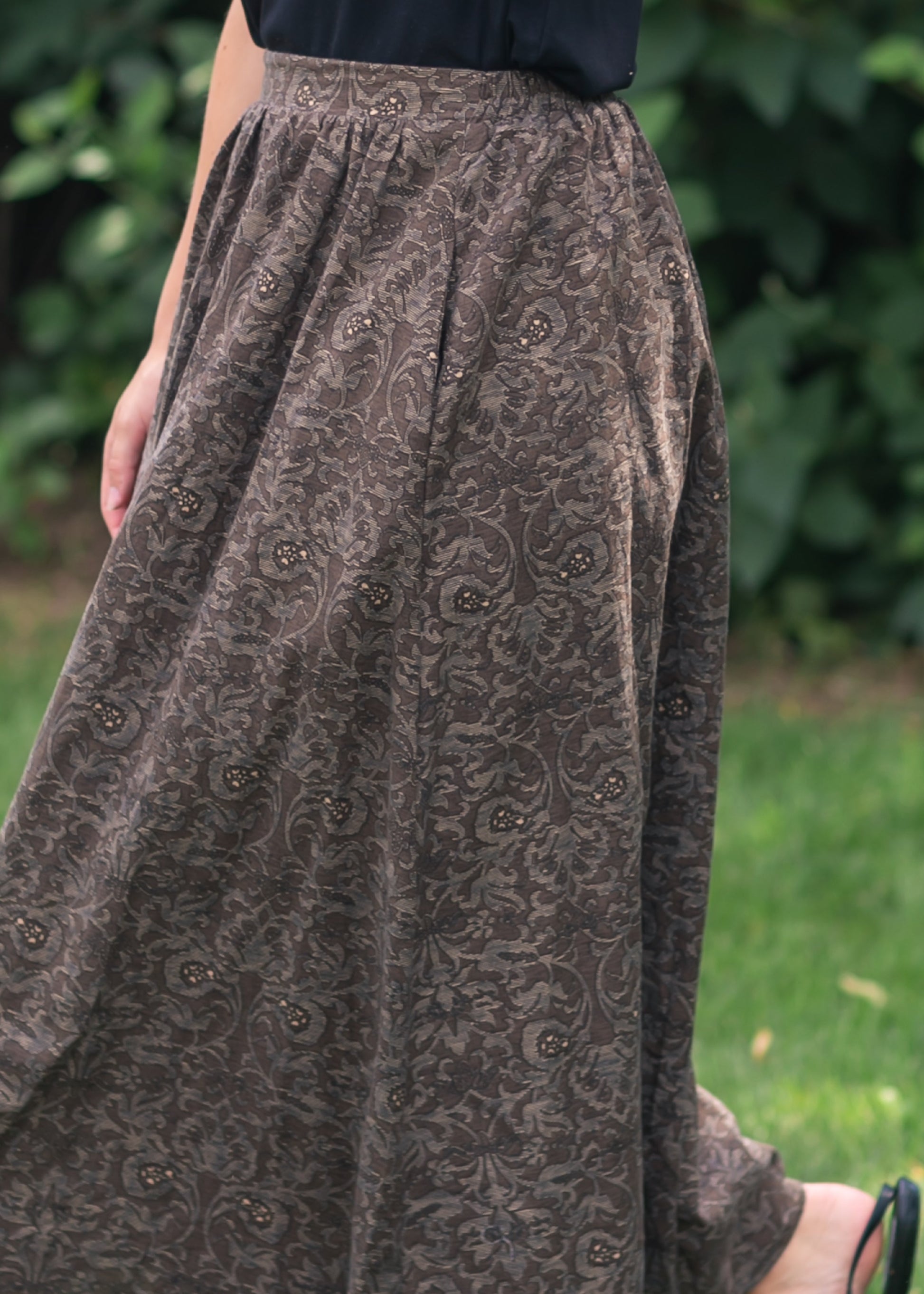 Printed Brown Midi Skirt FF Skirts
