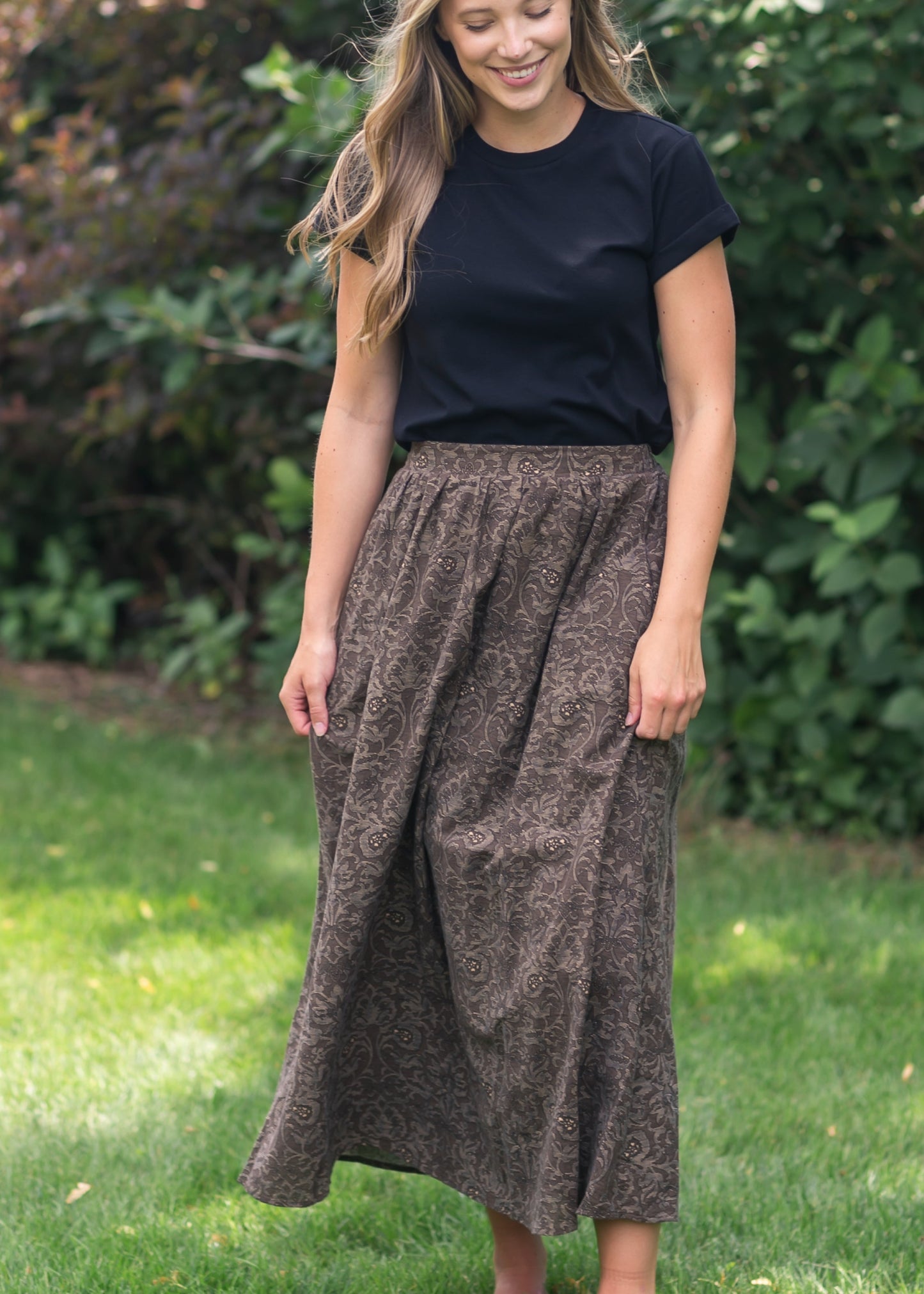 Printed Brown Midi Skirt FF Skirts