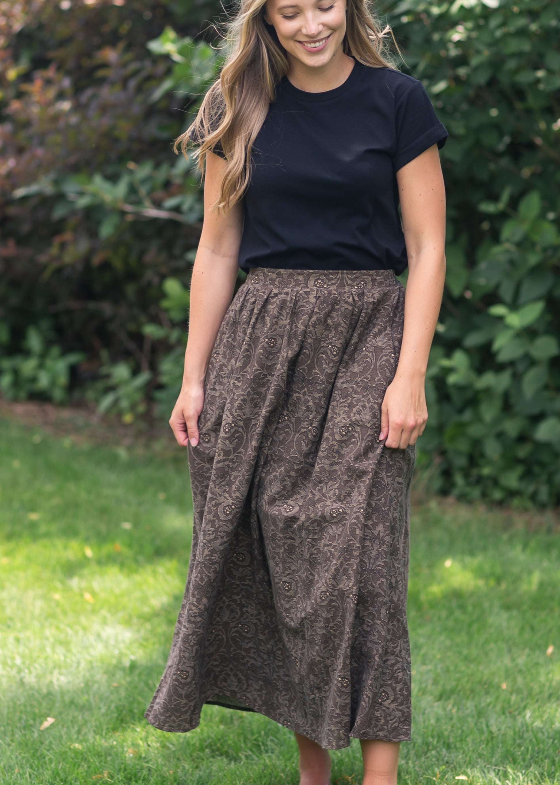 Printed Brown Midi Skirt FF Skirts