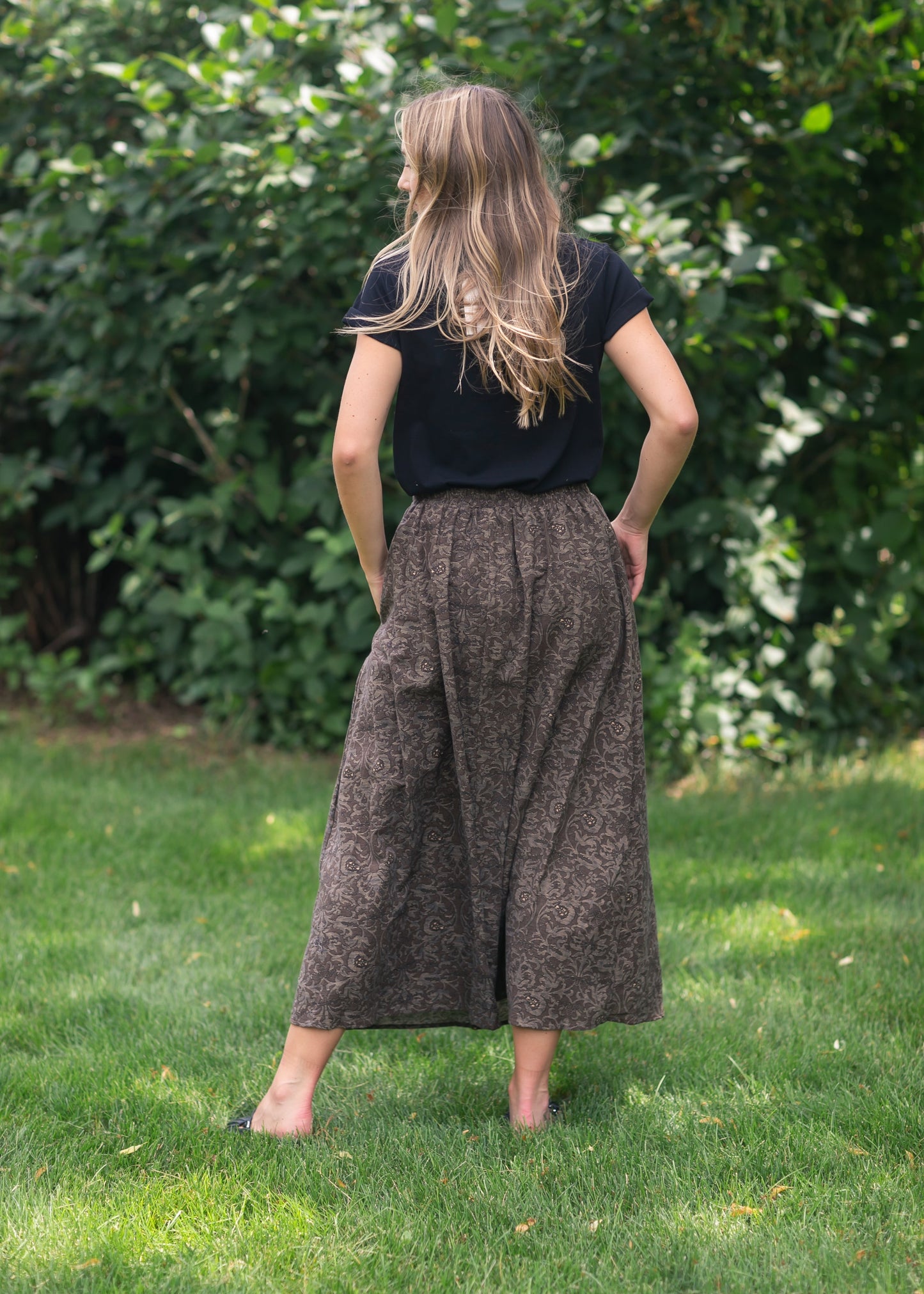 Printed Brown Midi Skirt FF Skirts