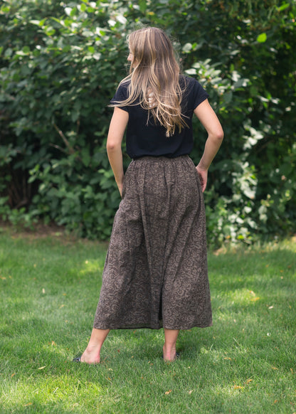 Printed Brown Midi Skirt FF Skirts