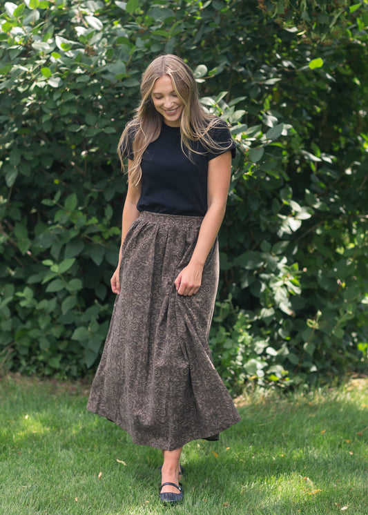 Printed Brown Midi Skirt FF Skirts