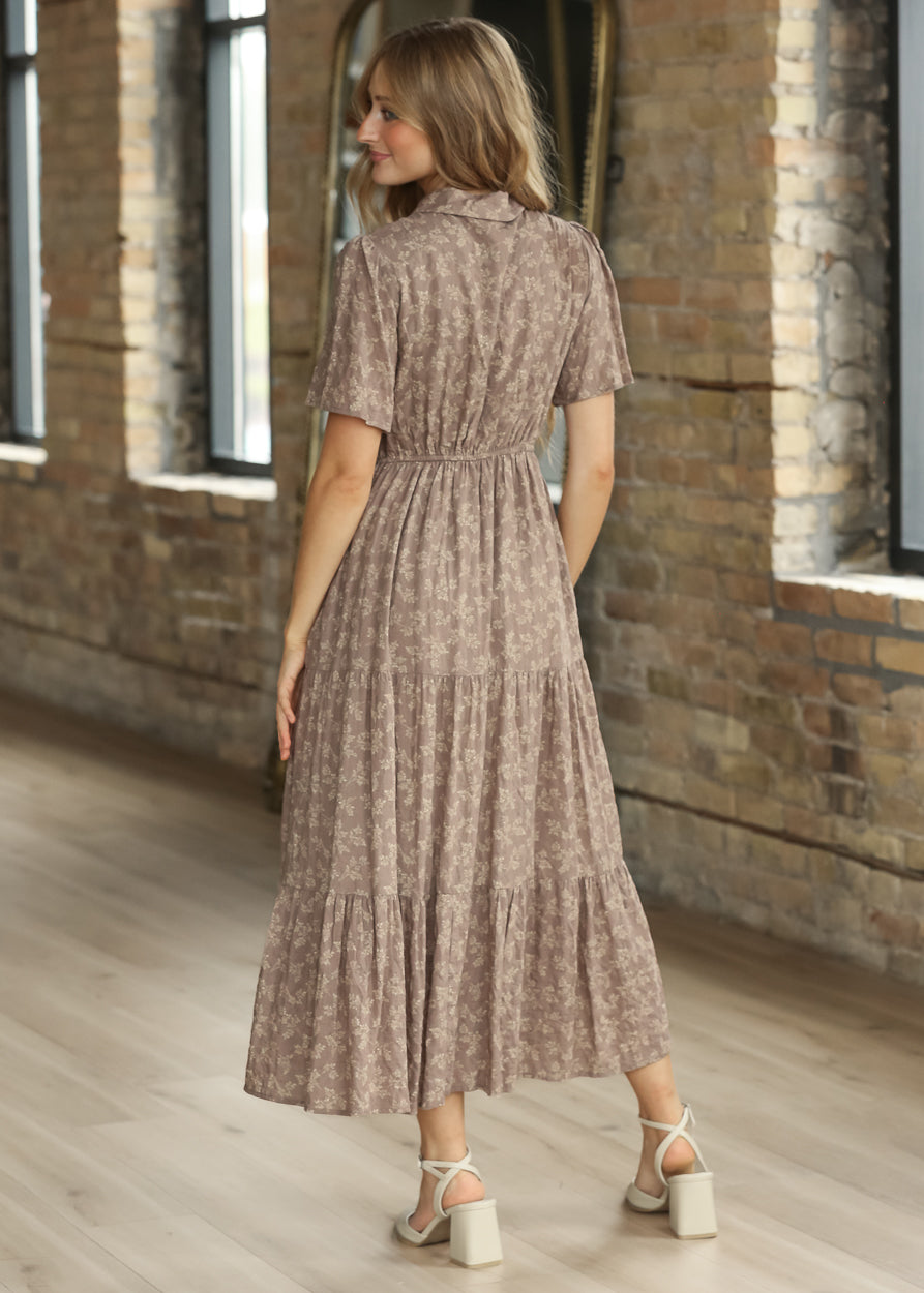 Printed Button Front Short-Sleeve Shirt Dress FF Dresses