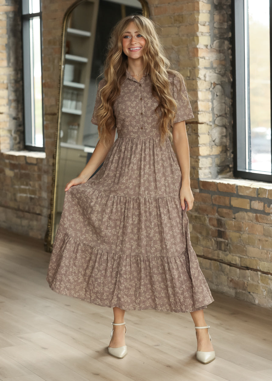 Printed Button Front Short-Sleeve Shirt Dress FF Dresses XS