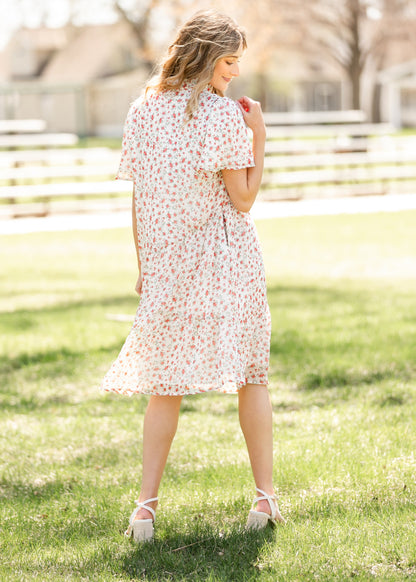 Printed Floral Collar Midi Dress FF Dresses
