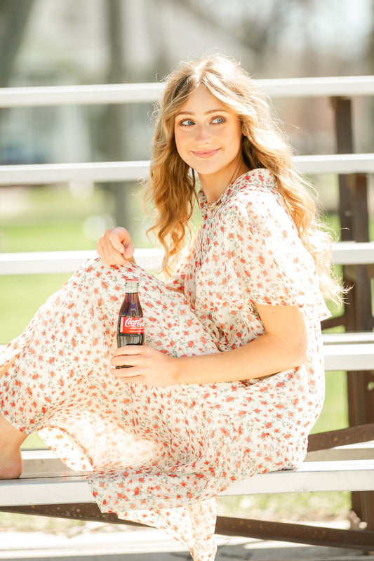 Printed Floral Collar Midi Dress FF Dresses