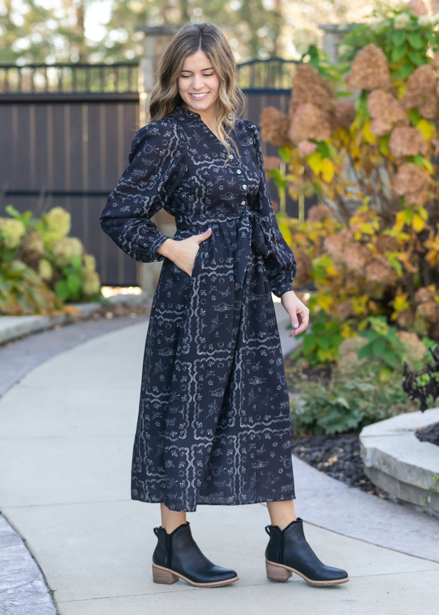 Printed Long Sleeve Maxi Dress FF Dresses