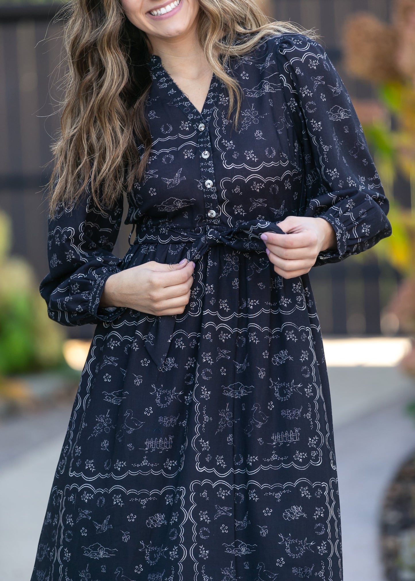Printed Long Sleeve Maxi Dress FF Dresses