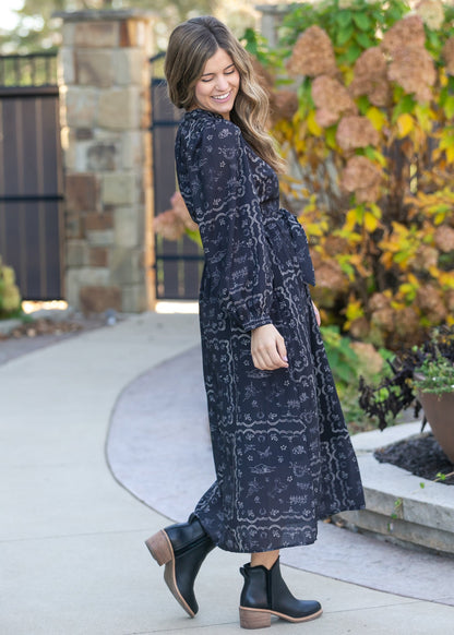 Printed Long Sleeve Maxi Dress FF Dresses