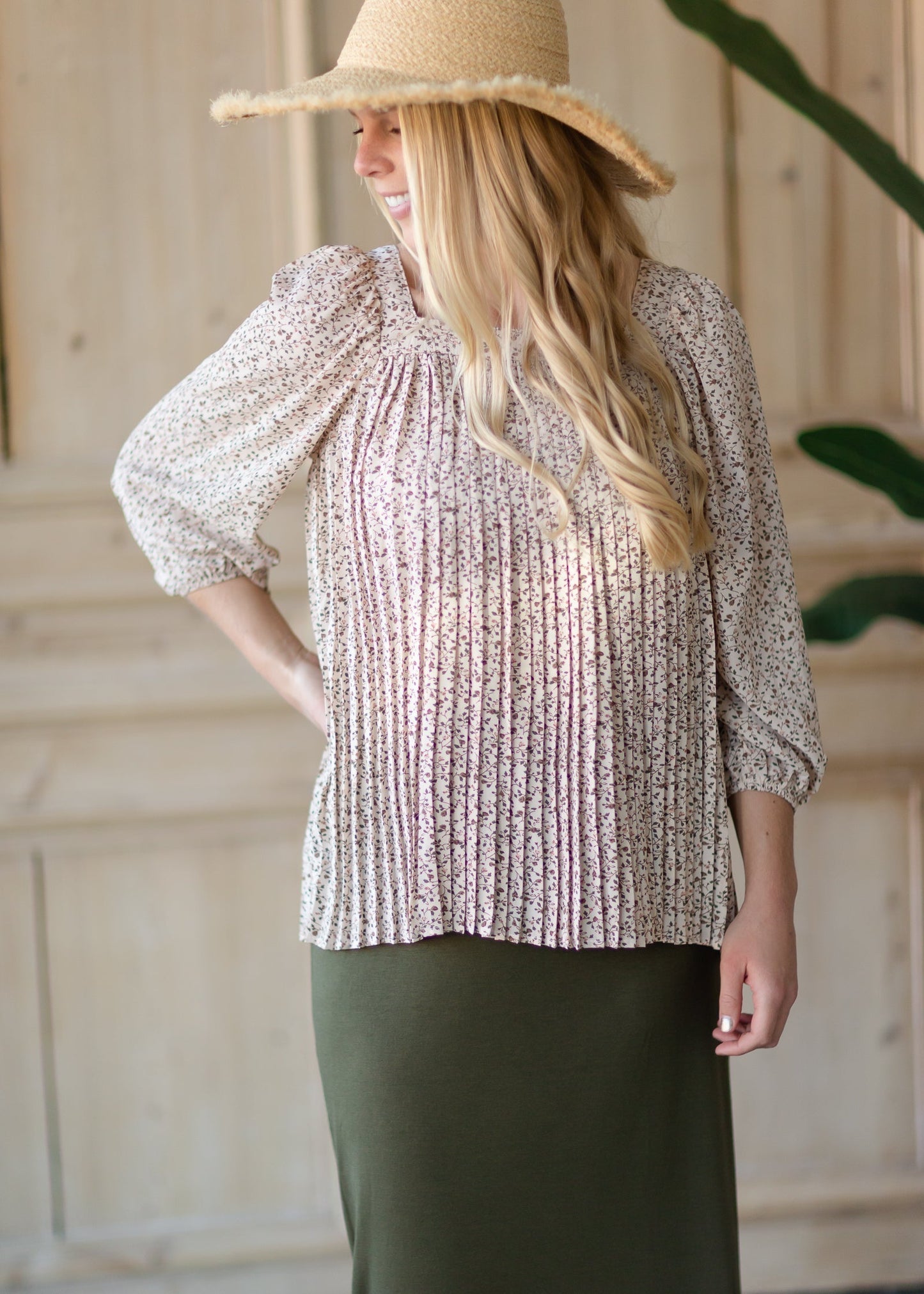 Puff Sleeve Pleated Blouse - FINAL SALE FF Tops