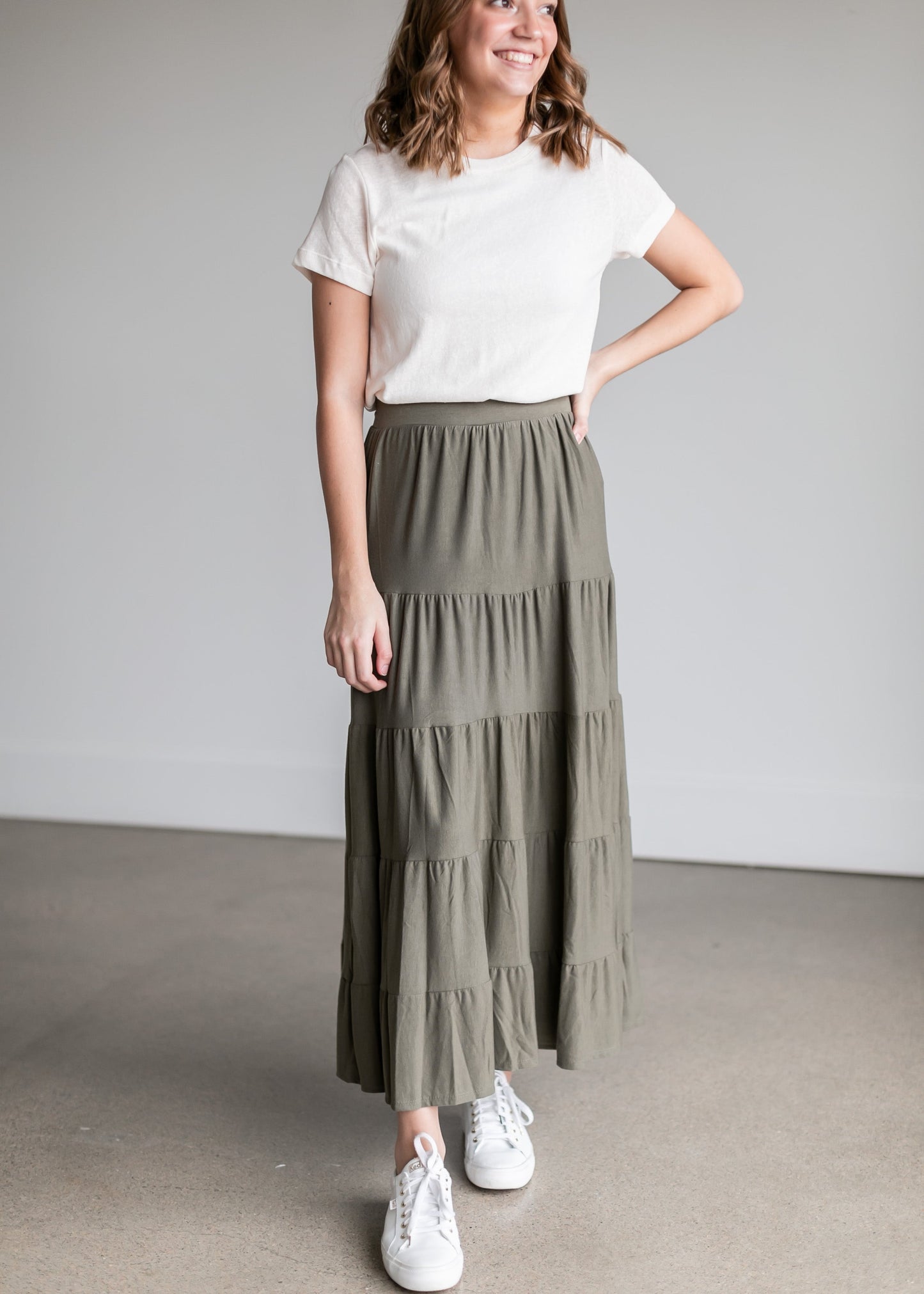 Pull-On Stretch Waist Tiered Maxi Skirt - FINAL SALE FF Skirts