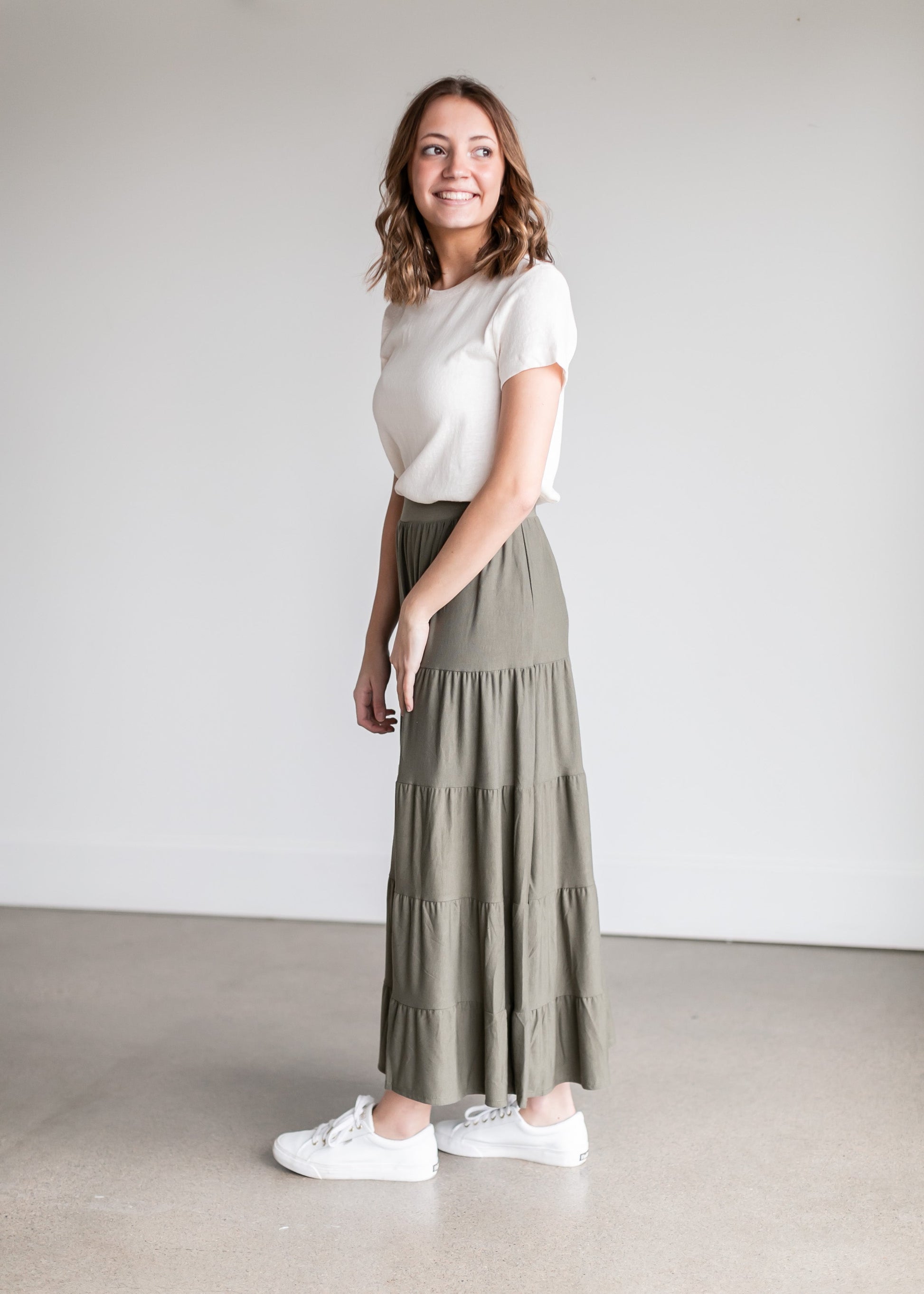 Pull-On Stretch Waist Tiered Maxi Skirt - FINAL SALE FF Skirts