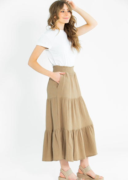 Pull On Textured Maxi Skirt FF Skirts