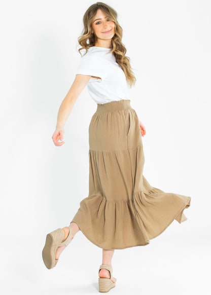 Pull On Textured Maxi Skirt FF Skirts