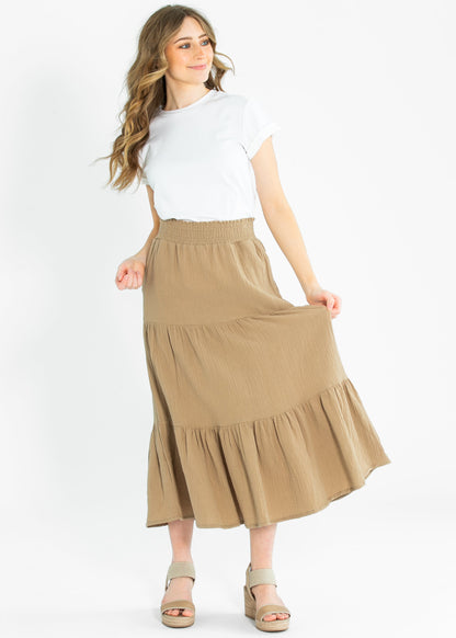 Pull On Textured Maxi Skirt FF Skirts