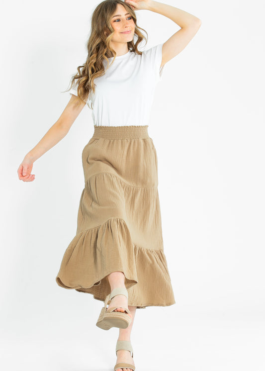 Pull On Textured Maxi Skirt FF Skirts