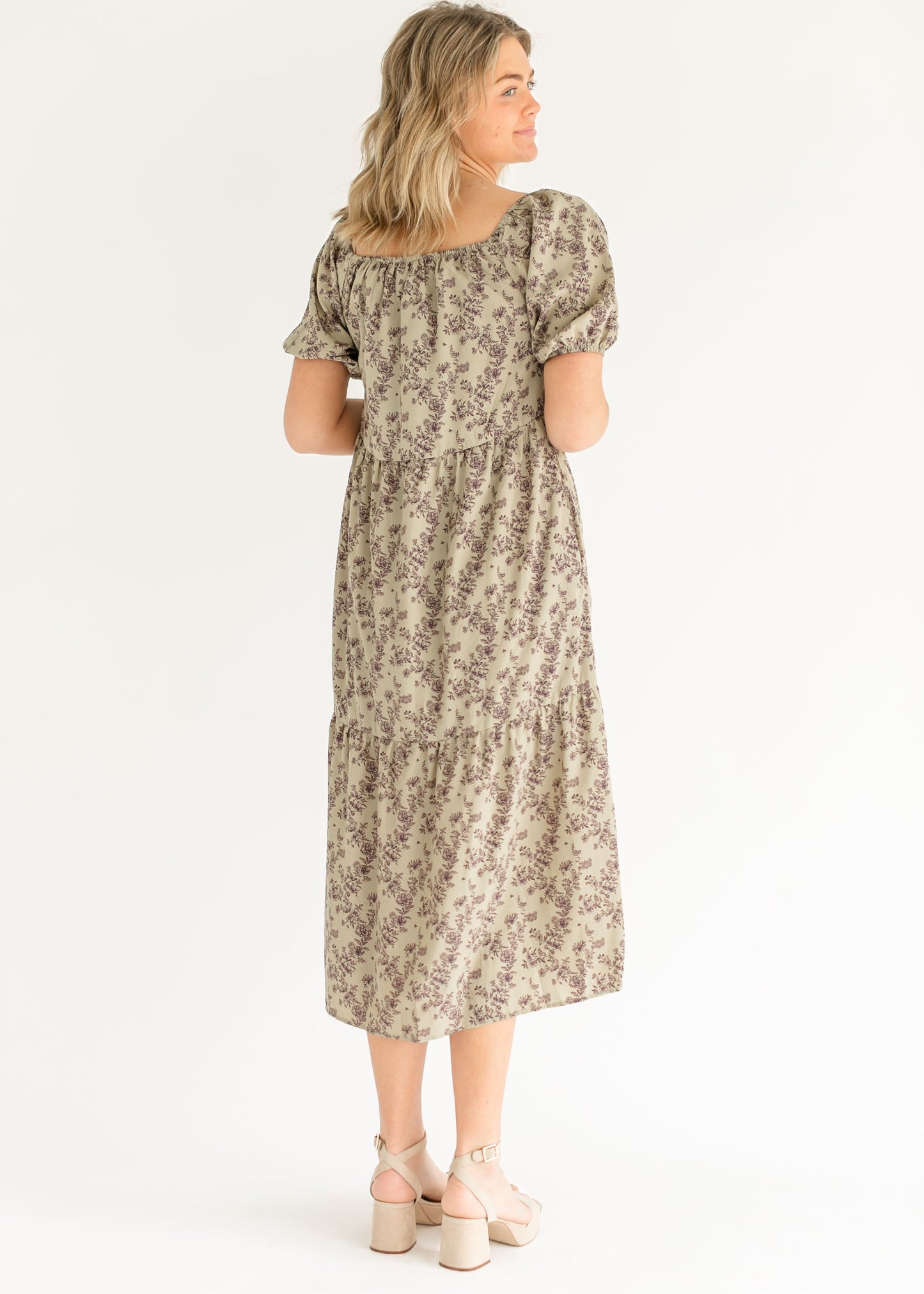 Purple Floral Midi Dress FF Dresses