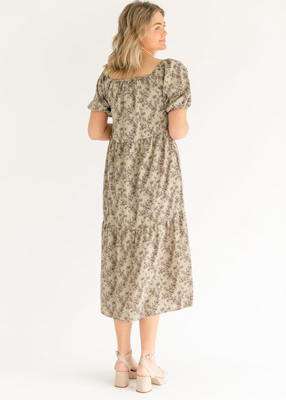 Purple Floral Midi Dress FF Dresses