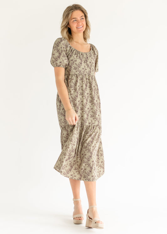Purple Floral Midi Dress FF Dresses