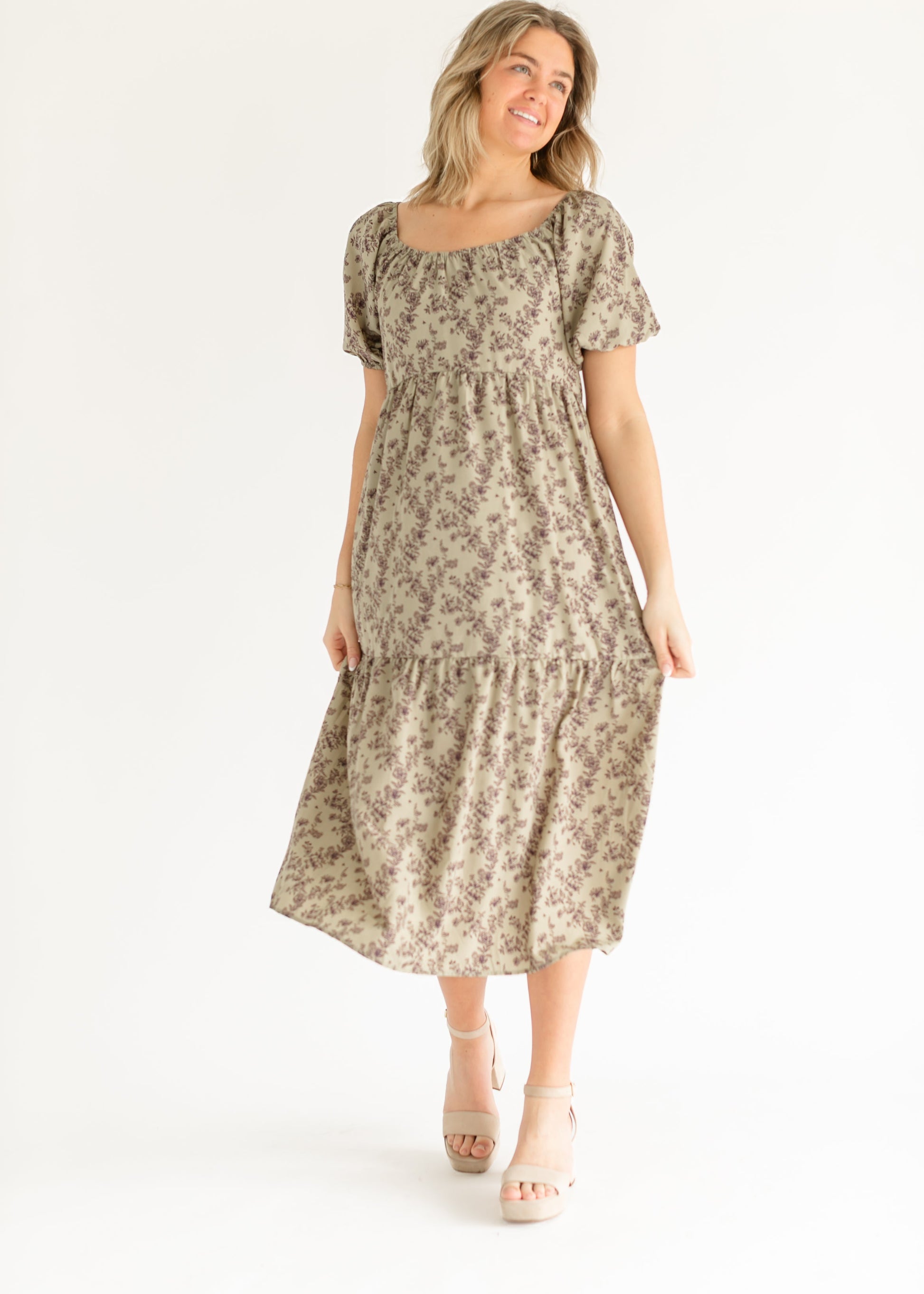 Purple Floral Midi Dress FF Dresses