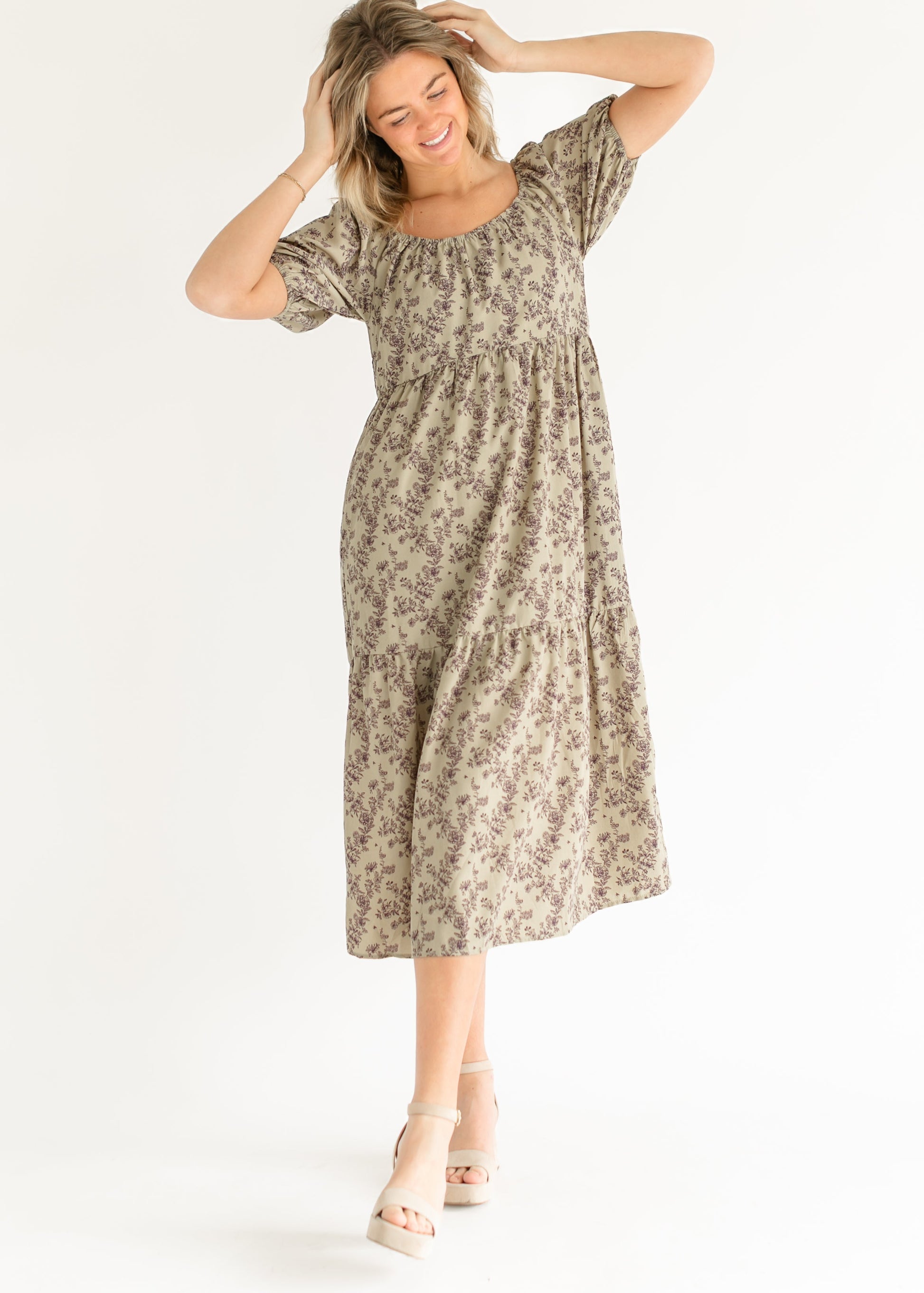 Purple Floral Midi Dress FF Dresses