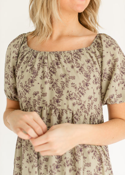 Purple Floral Midi Dress FF Dresses