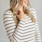 Quarter Button Striped Knit Midi Dress FF Dresses