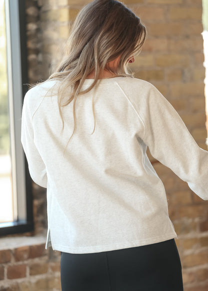 Quarter Snap Long Sleeve Sweatshirt FF Tops