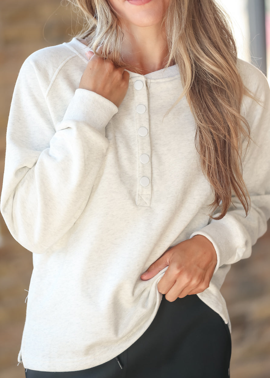 Quarter Snap Long Sleeve Sweatshirt FF Tops