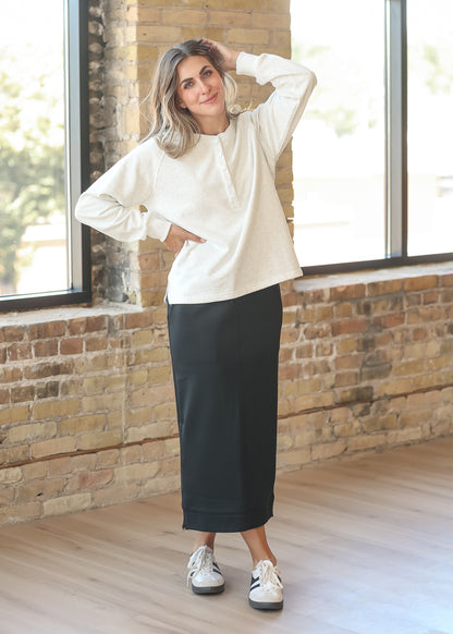 Quarter Snap Long Sleeve Sweatshirt FF Tops