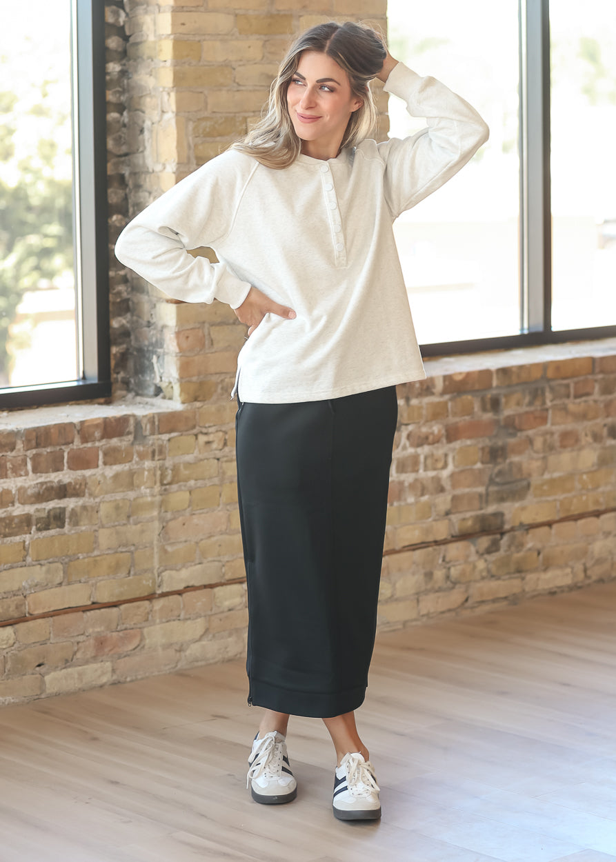Quarter Snap Long Sleeve Sweatshirt FF Tops