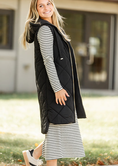 Quilted Long Hoodie Vest FF Layering Essentials