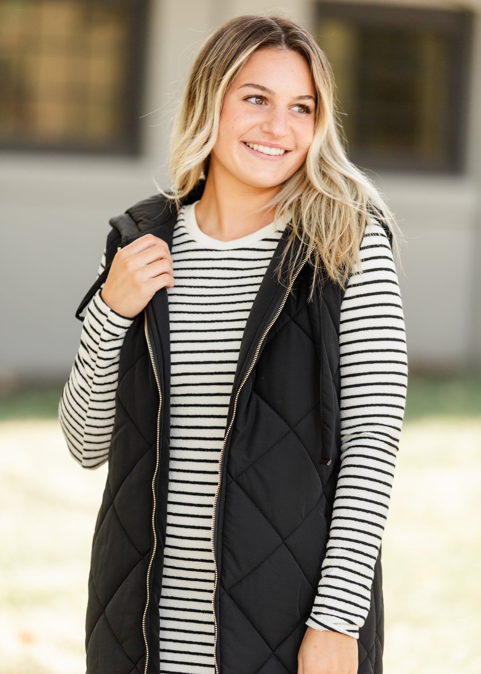 Quilted Long Hoodie Vest FF Layering Essentials