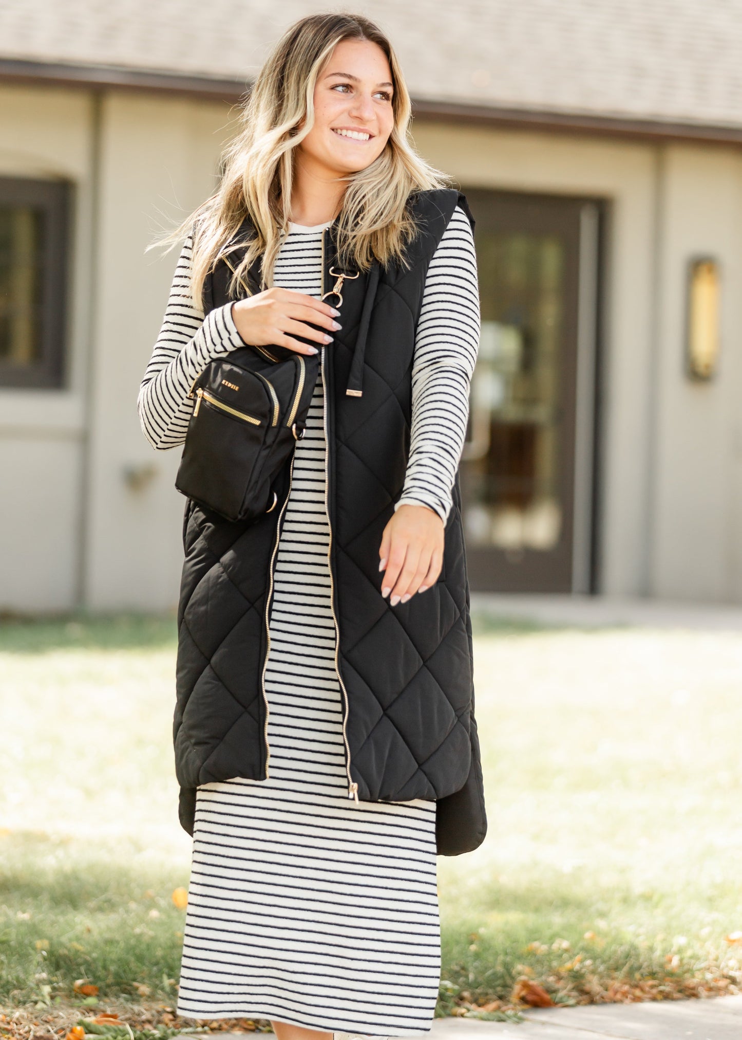 Quilted Long Hoodie Vest FF Layering Essentials