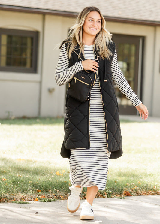 Quilted Long Hoodie Vest FF Layering Essentials
