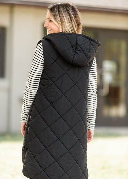 Quilted Long Hoodie Vest FF Layering Essentials
