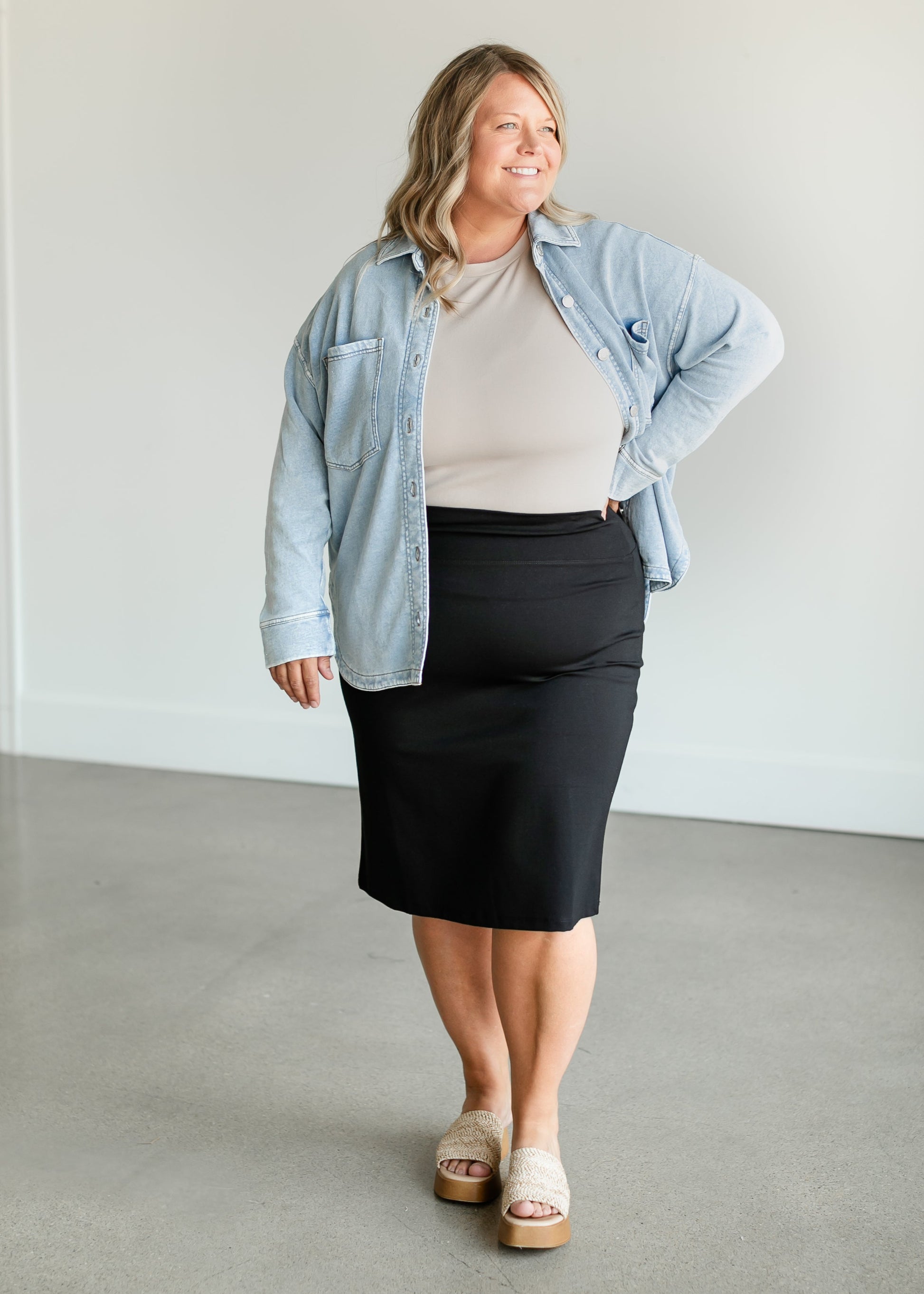 Quinn Black Knit Midi Skirt IC Skirts