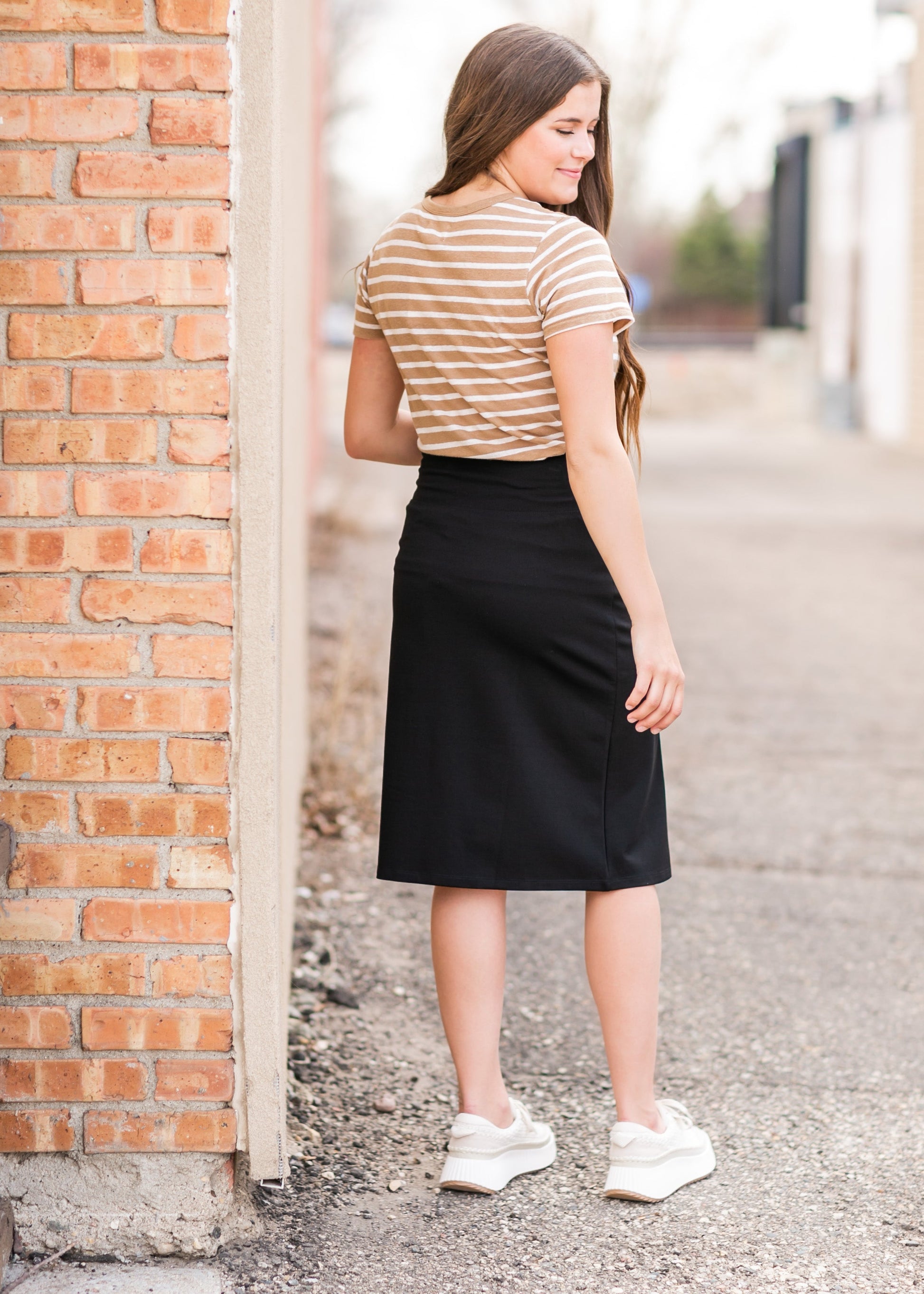Quinn Black Knit Midi Skirt Skirts