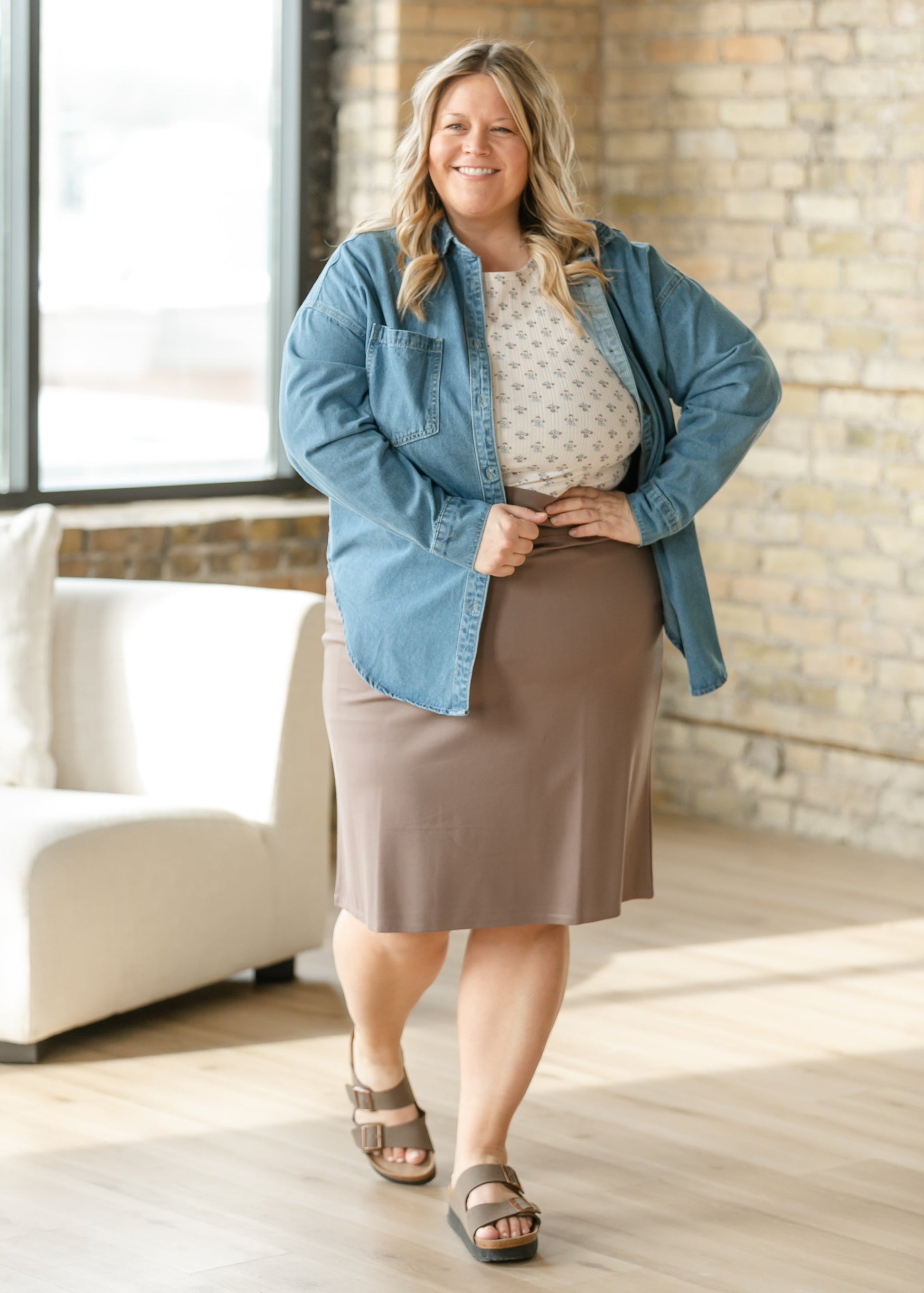 Quinn Deep Taupe Knit Midi Skirt IC Skirts 1XL