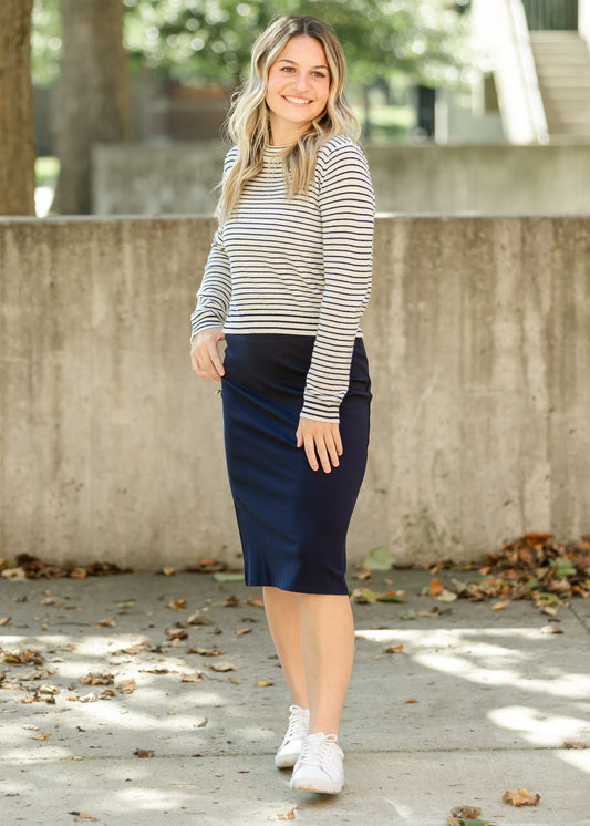 Quinn Knit Midi Skirt IC Skirts Navy / XS