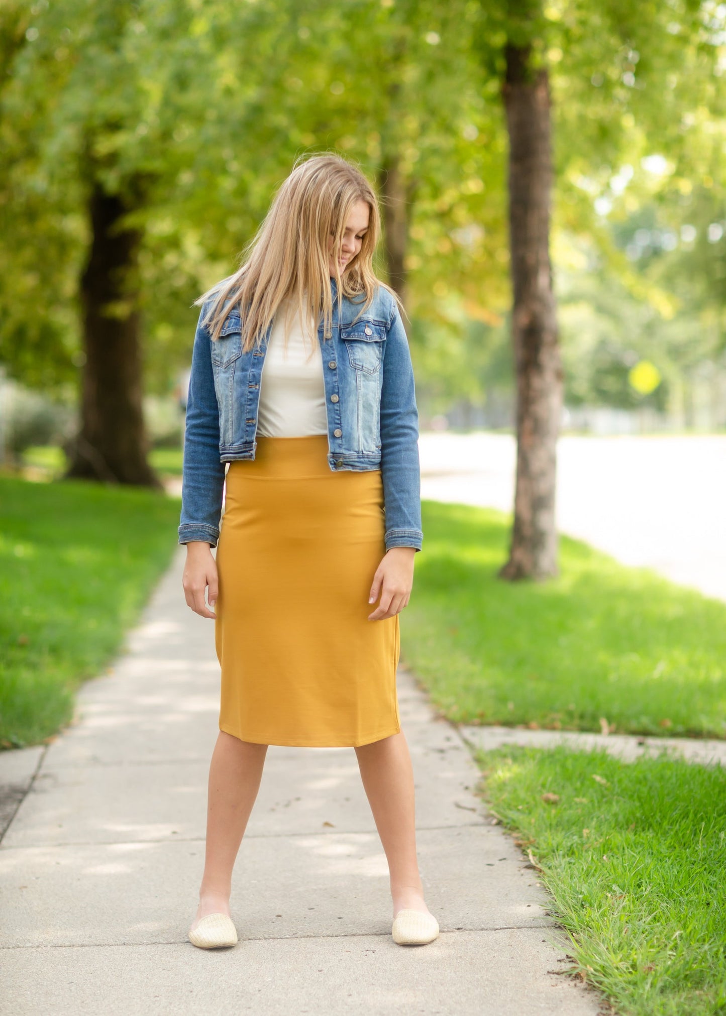 Quinn Mustard Knit Midi Skirt - FINAL SALE IC Skirts